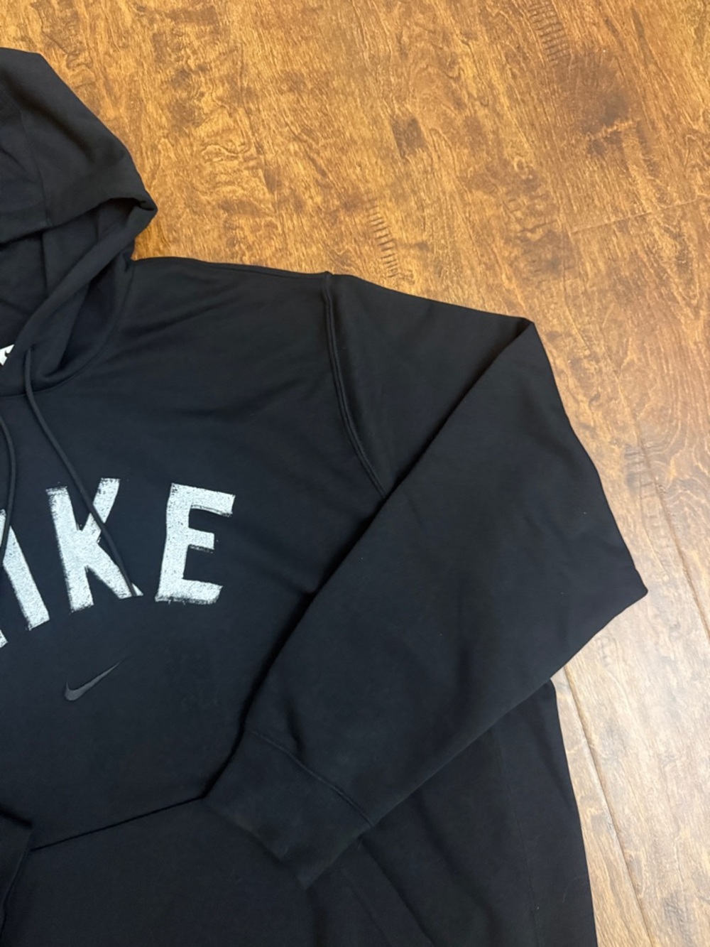 Nike Black Hoodie with White Distressed NIKE Logo Size XL - Picture 4 of 16